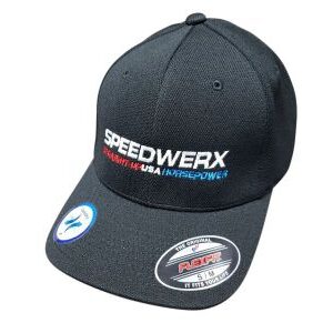 SPEEDWERX FLEXFIT HAT – BLACK – LARGE LOGO