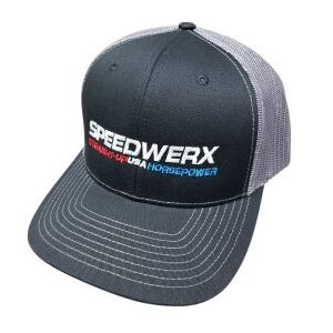 SPEEDWERX TRUCKER HAT – BLACK/GRAY – LARGE LOGO