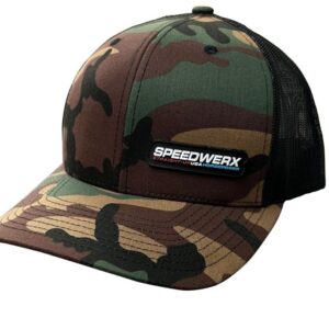 SPEEDWERX TRUCKER HAT – CAMO/BLACK – SMALL LOGO